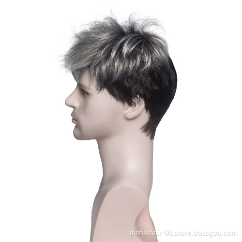 Wholesale price short wig man synthetic wig for men